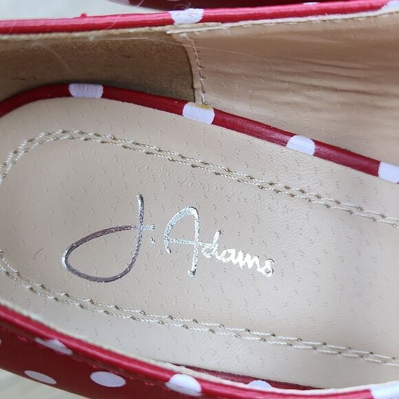 ⛱️J. Adams Red & White Polka Dot Retro Mary Jane Heels Size 8 - Picture 14 of 16